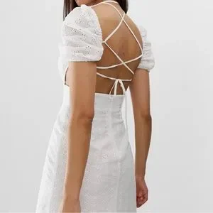 Fashion Union | Dresses | White Lace Dress With Open Back And Tie Details |  Poshmark